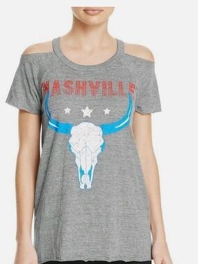 Chaser Nashville Cold-Shoulder Graphic Buffalo Tee